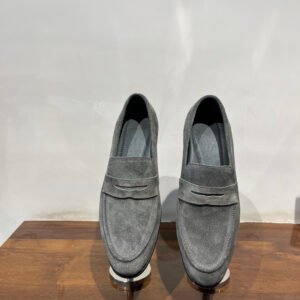Grey Suede Penny Loafers