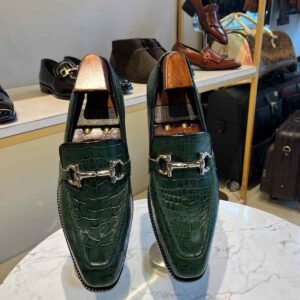Green Crocodile Moccasins