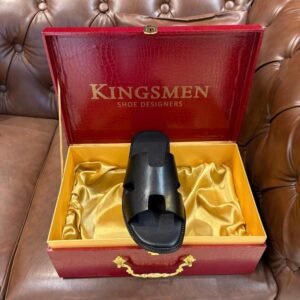 Black Leather Slippers