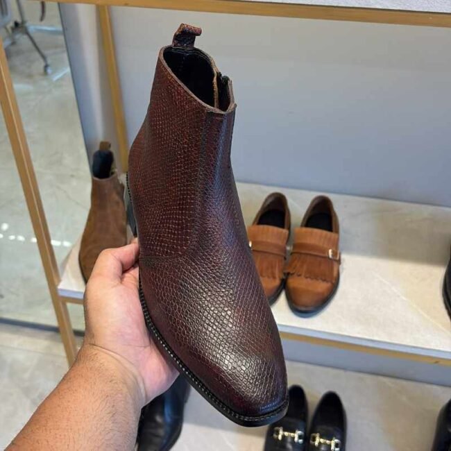 Brown-lizard-texture-italian-leather-boots Brown-lizard-texture-italian-leather-boots